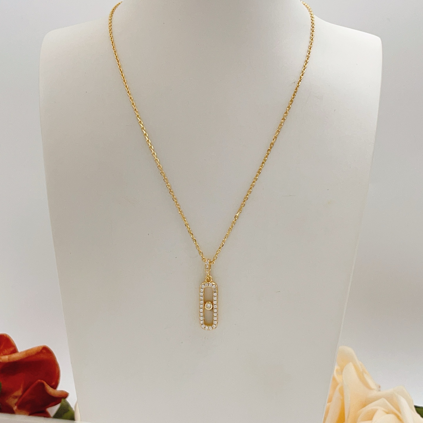 Messika Move Uno necklace yellow gold with clear diamonds 45cm
