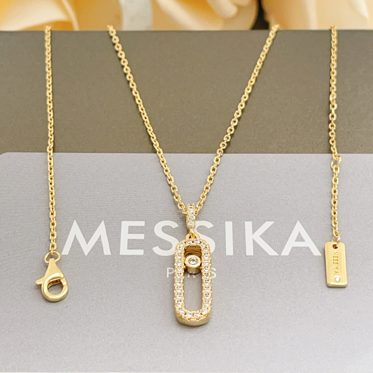 Messika Move Uno necklace yellow gold with clear diamonds 45cm