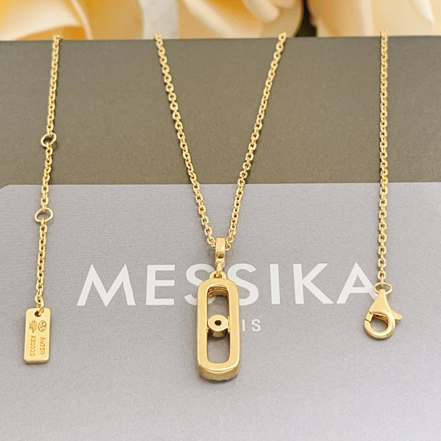 Messika Move Uno necklace yellow gold with clear diamonds 45cm