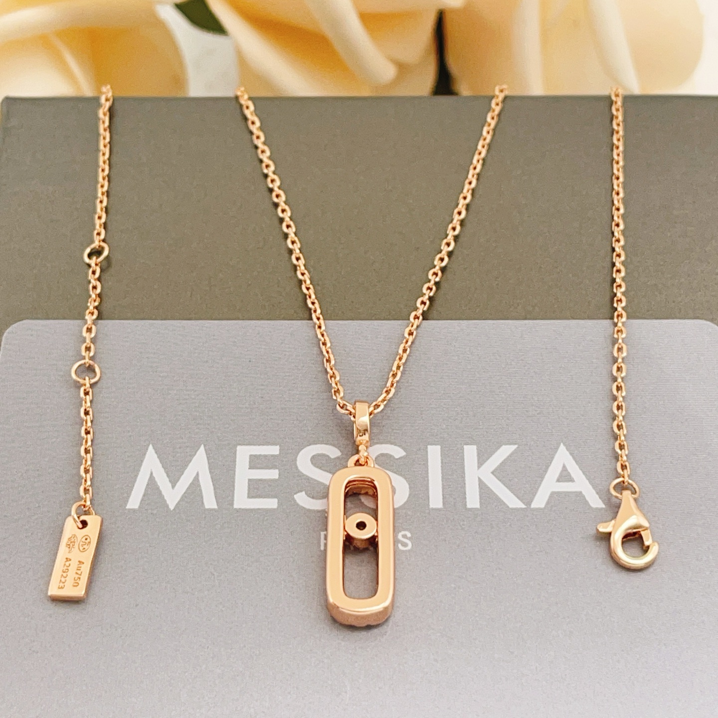 Messika Move Uno necklace rose gold clear diamond 45cm