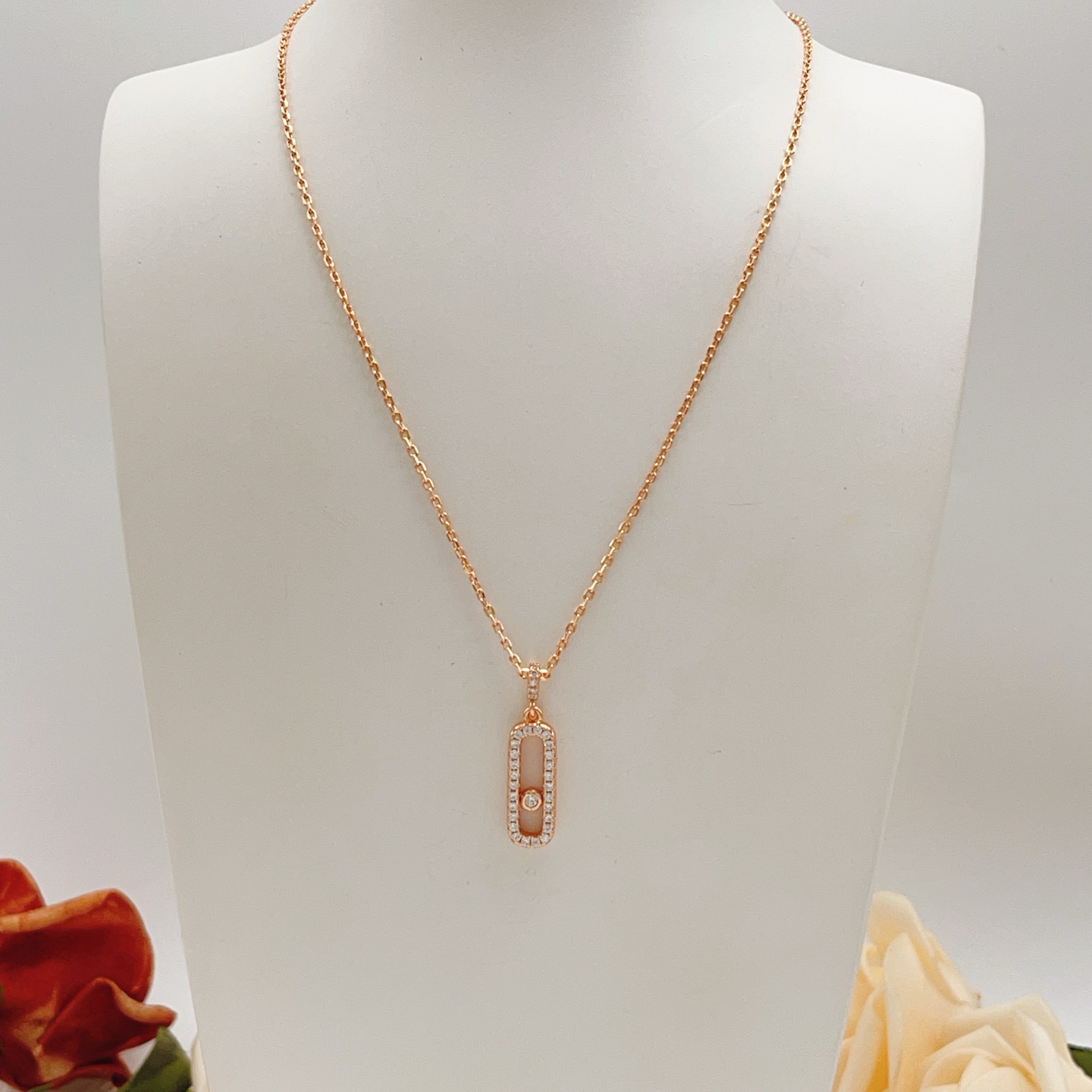 Messika Move Uno necklace rose gold clear diamond 45cm