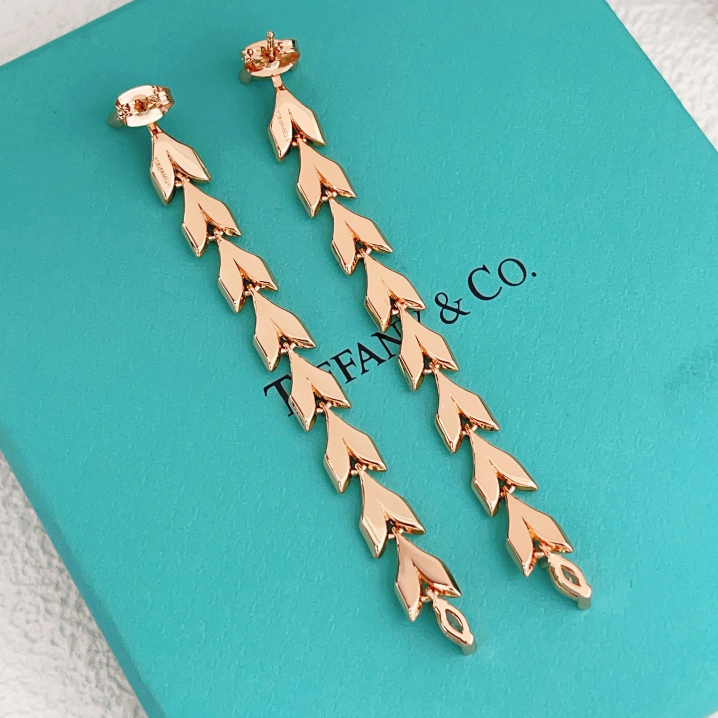 Tiffany Co Victoria Vine Drop Earrings earrings 18k rose gold with clear diamonds 6 5cm length
