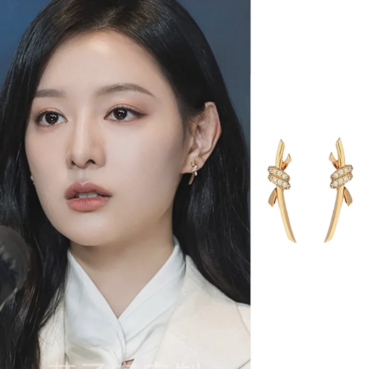 Tiffany Co Tiffany Knot earrings yellow gold with clear diamond accents 18mm bar length