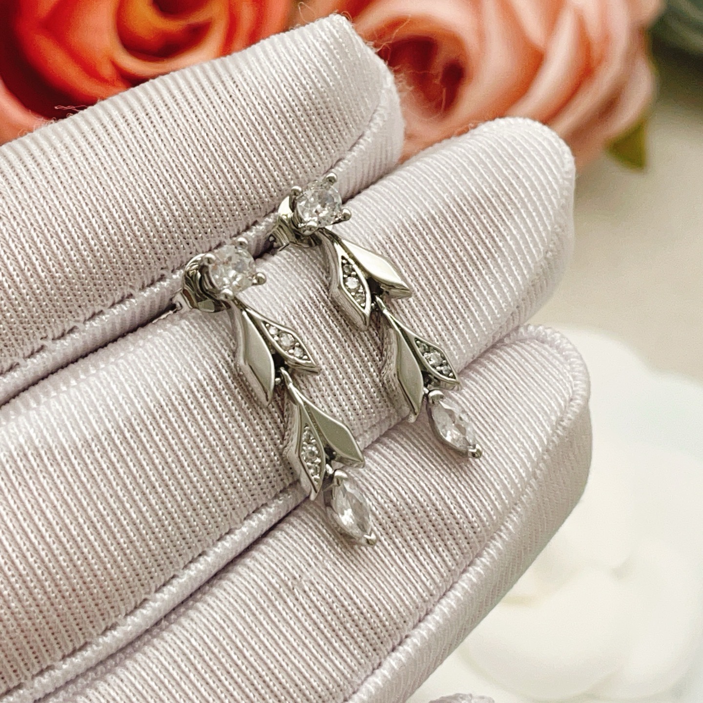 Tiffany Co Victoria Vine Drop Earrings earrings sterling silver with clear faceted gemstones 2 5cm drop length