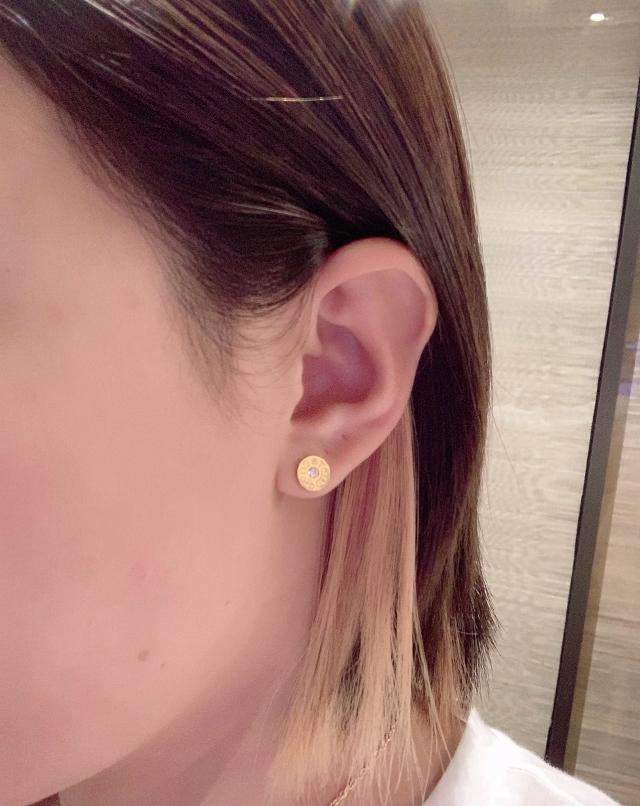 Tiffany Co 1837 Circle Stud Earrings earrings 18k yellow gold with clear round diamond accents 8mm diameter