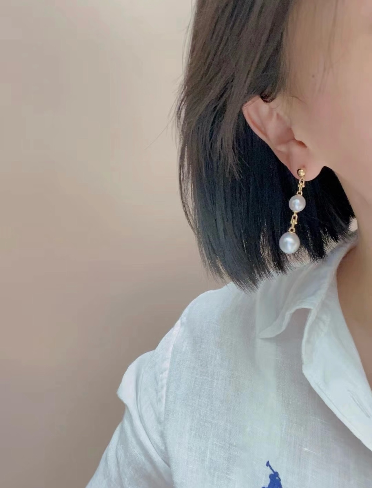 Tiffany Co HardWear Pearl Drop earrings rose gold metal white freshwater pearl 4 5cm drop length