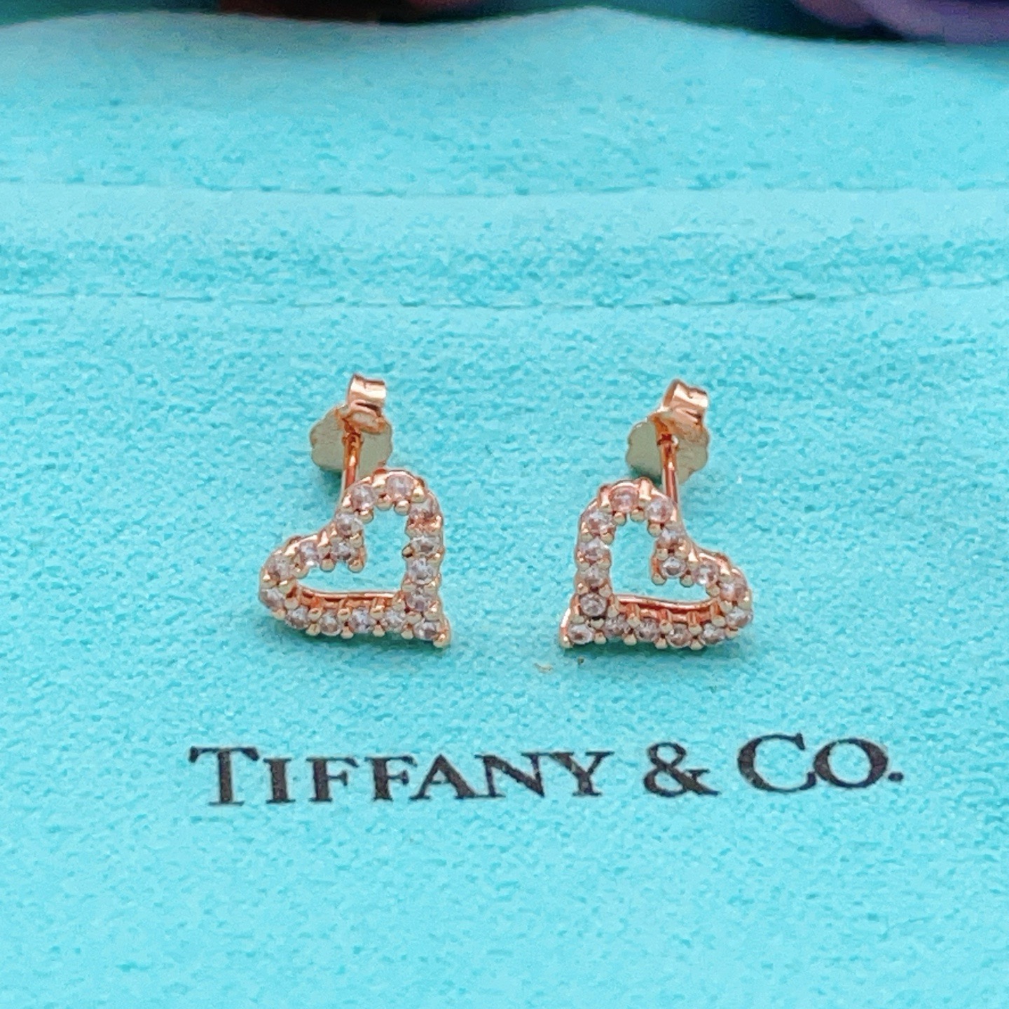 Tiffany Skeleton ZP Heart Stud Earrings earrings Available in yellow gold rose gold and silver-toned metal all set with clear faceted stones 8mm stud diameter