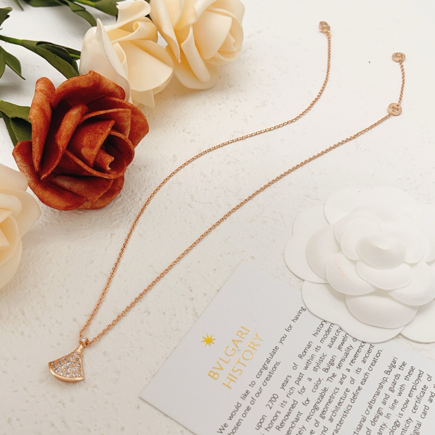 Bvlgari Divas Dream necklace rose gold clear diamond 41-43cm adjustable