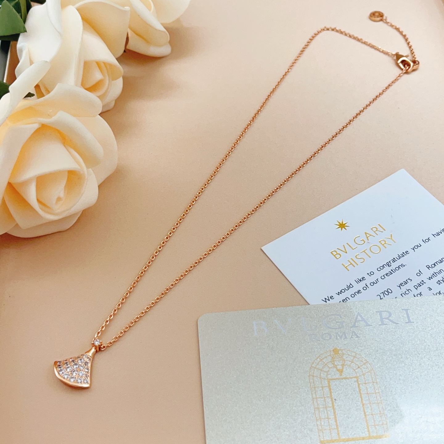 Bvlgari Divas Dream necklace rose gold clear diamond 41-43cm adjustable