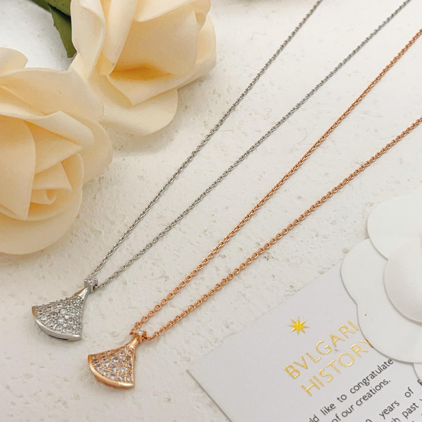Bvlgari Divas Dream necklace rose gold clear diamond 41-43cm adjustable