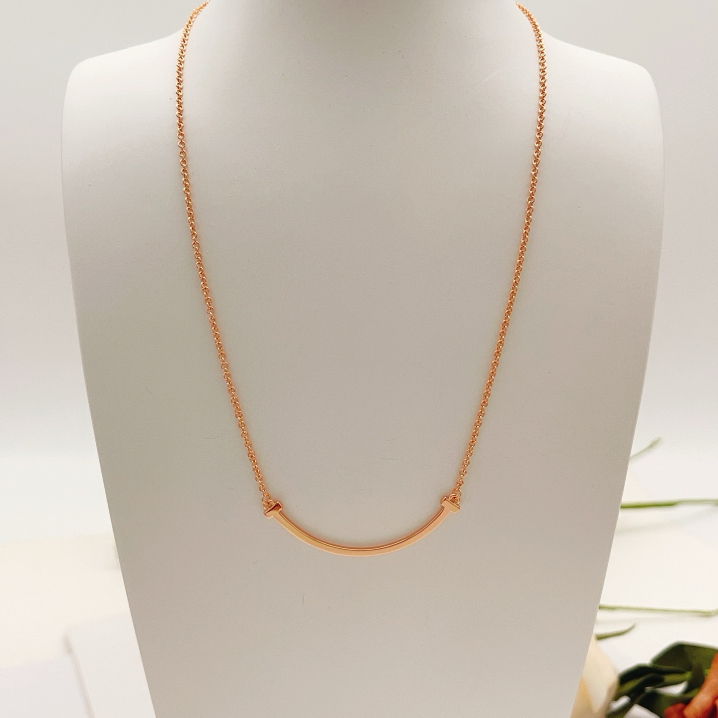 Tiffany Co T Smile necklace Available in 18k yellow gold 18k rose gold and sterling silver no gemstones 45cm