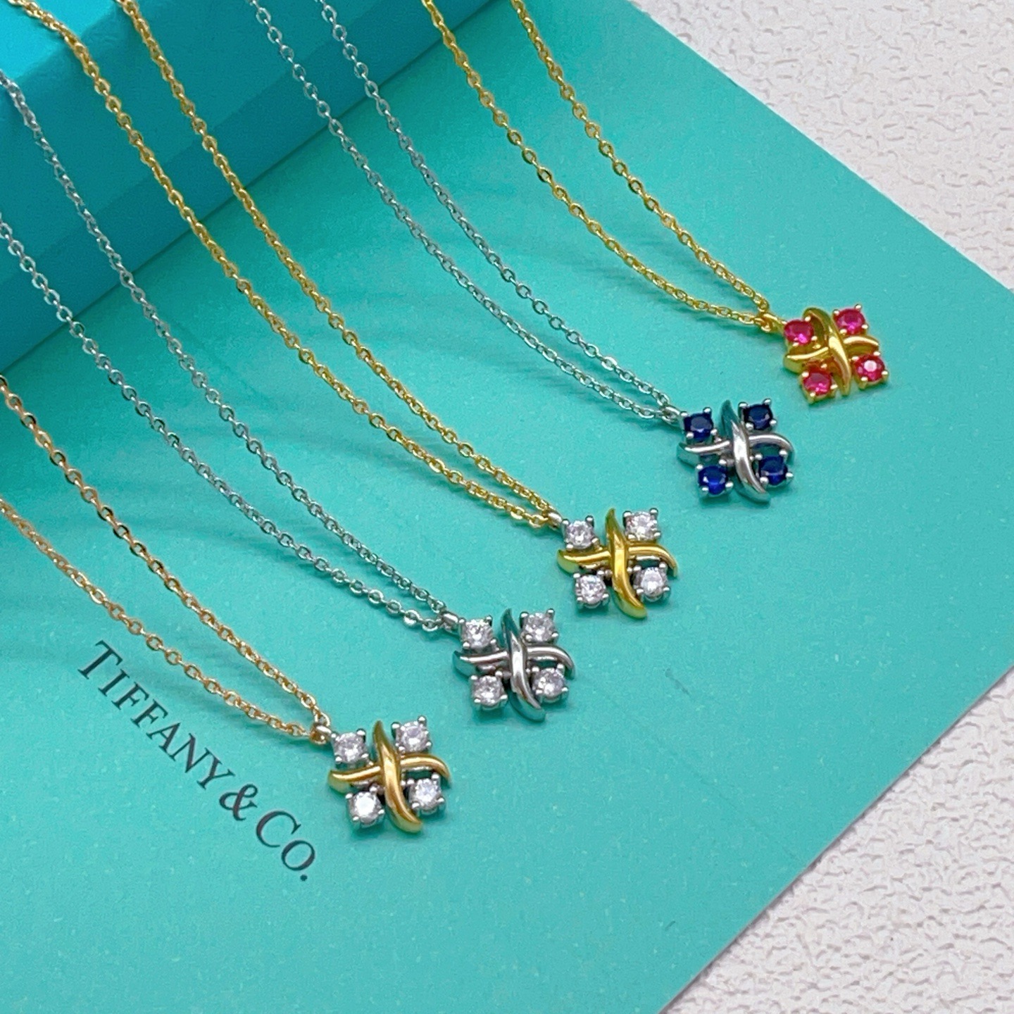 Tiffany Co Schlumberger Lynn necklace sterling silver blue sapphire 16 inches