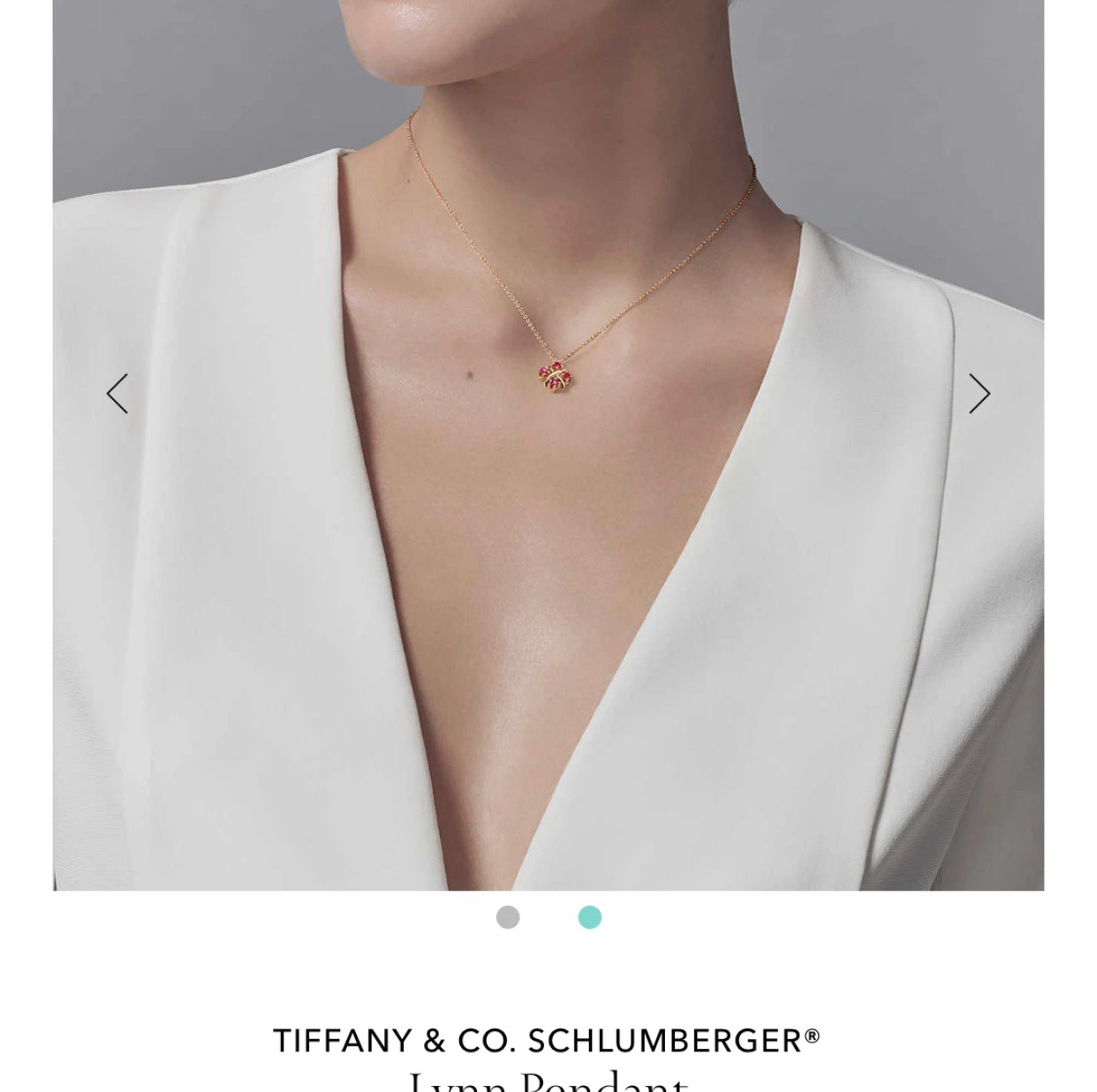 Tiffany Co Schlumberger Lynn necklace yellow gold with pink ruby gemstones 16 inches