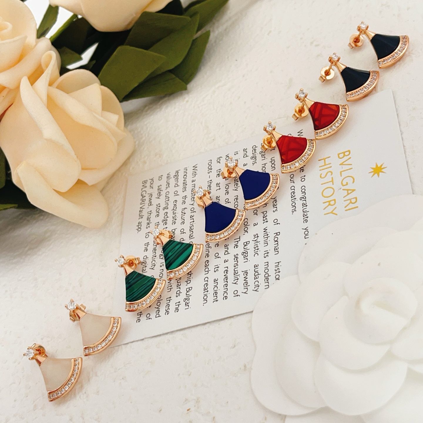 Bvlgari Divas Dream earrings Rose gold lapis lazuli blue clear diamond accents 1 6cm drop length