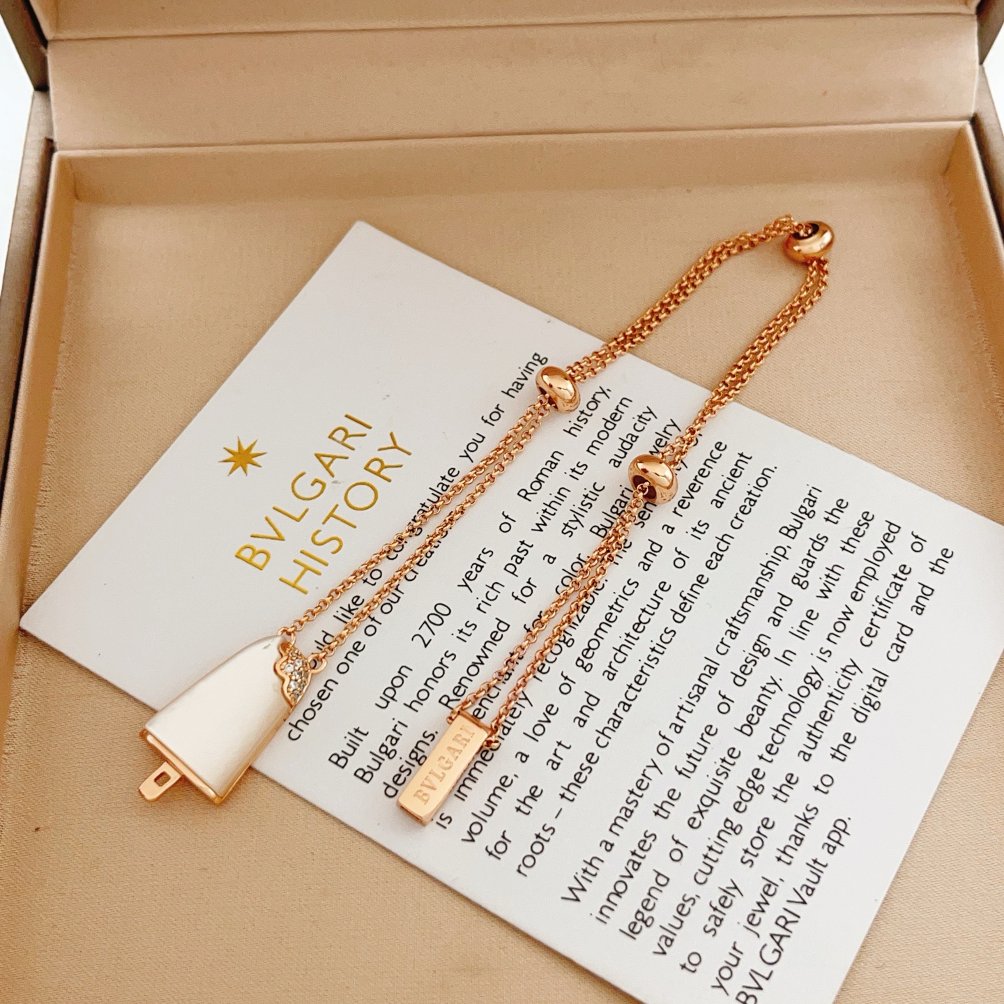 Bvlgari BVLGARIBvlgari Gelato Popsicle bracelet rose gold white mother-of-pearl clear diamond 17-19cm adjustable
