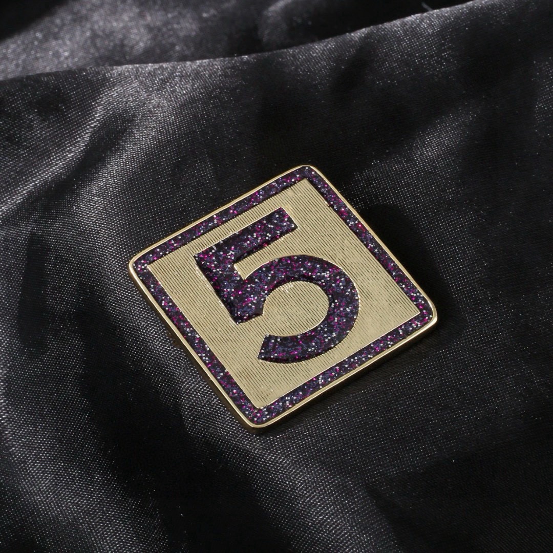 Chanel CC No 5 Square Stud Earrings earrings gold-tone metal with purple glitter enamel 2cm