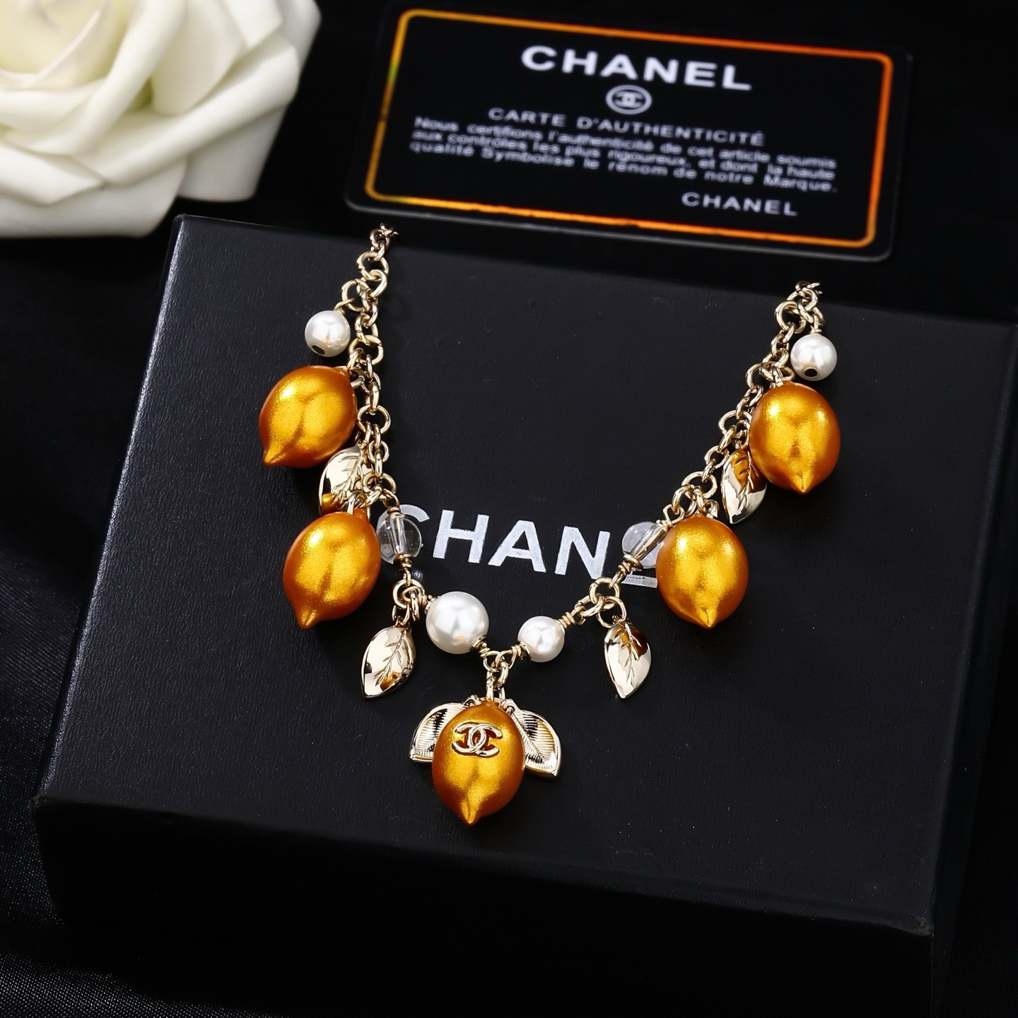 Chanel 2025 26 necklace gold white 40cm 5cm