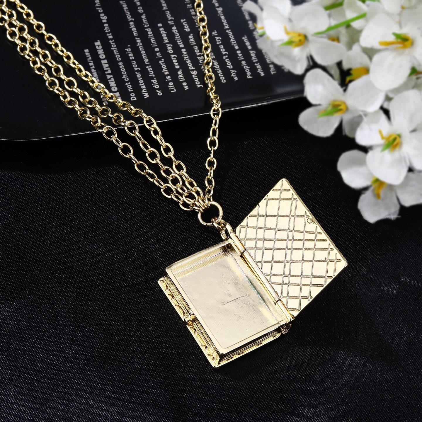 Chanel Goose series Lion Book Locket Waist Chain necklace Gold-tone metal with black enamel and silver-tone lion CC logo detailing 80cm