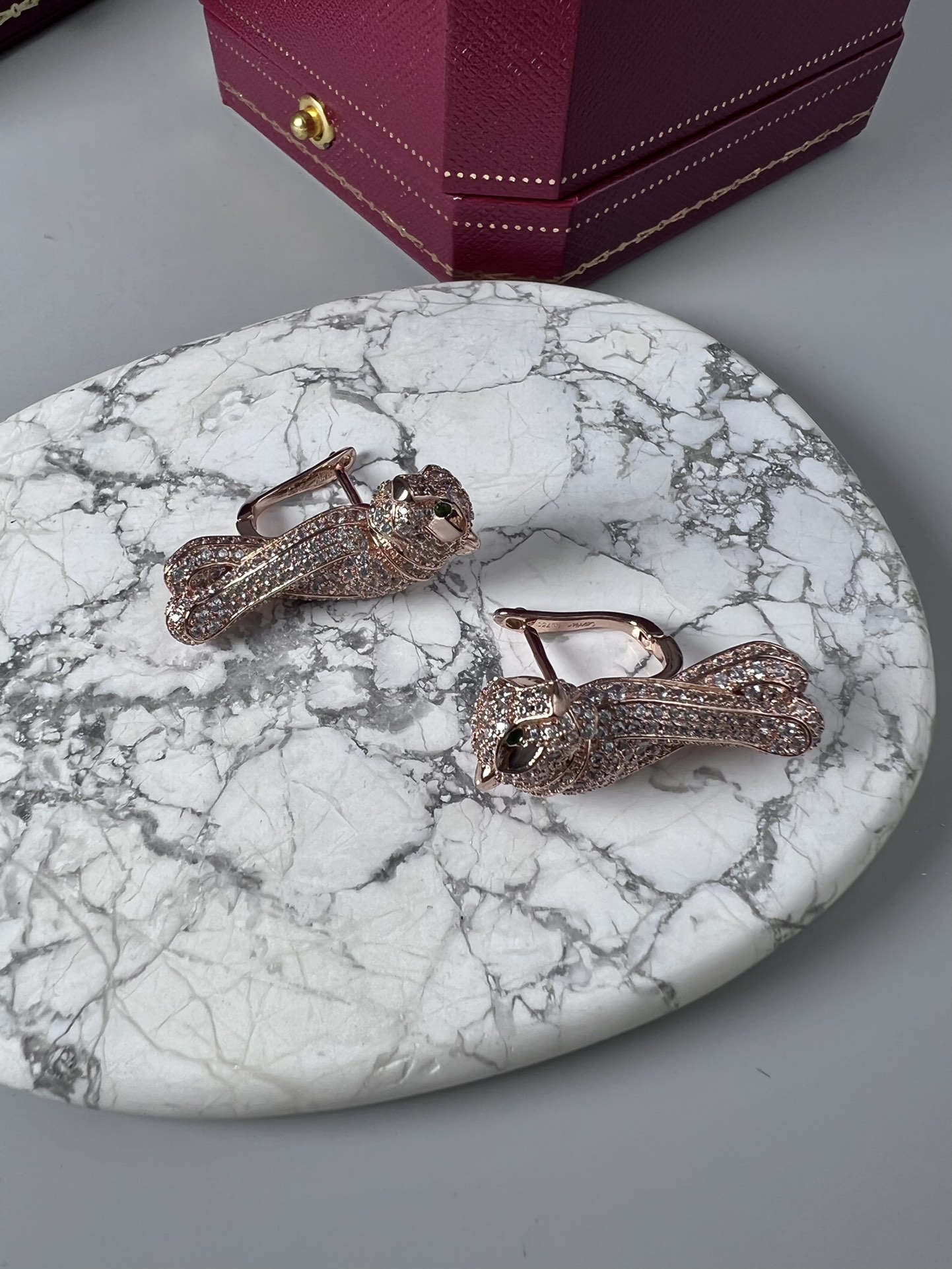 Cartier Panthere de Cartier earrings yellow gold pave diamonds black onyx 2 5cm length