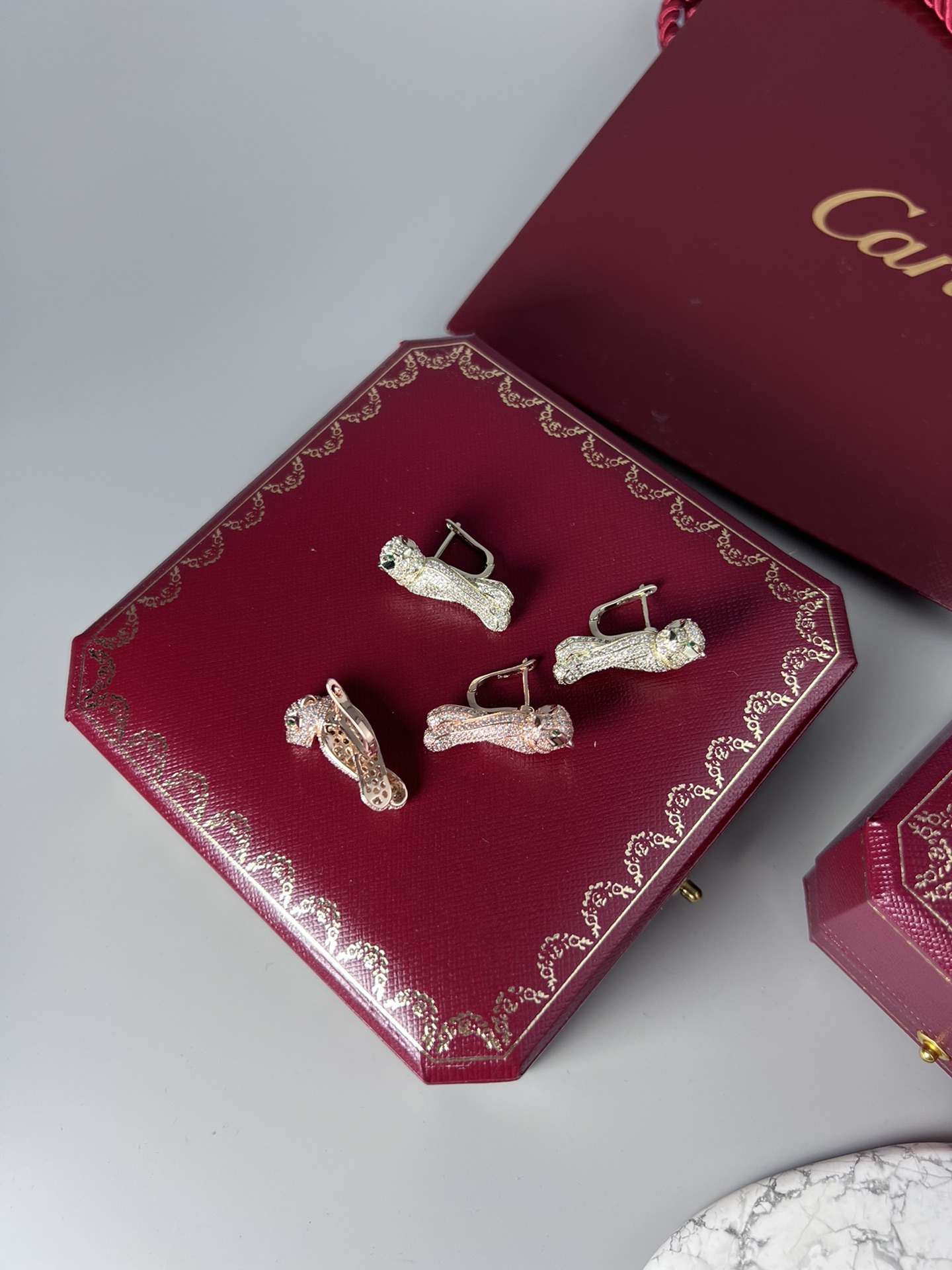 Cartier Panthere de Cartier earrings yellow gold pave diamonds black onyx 2 5cm length