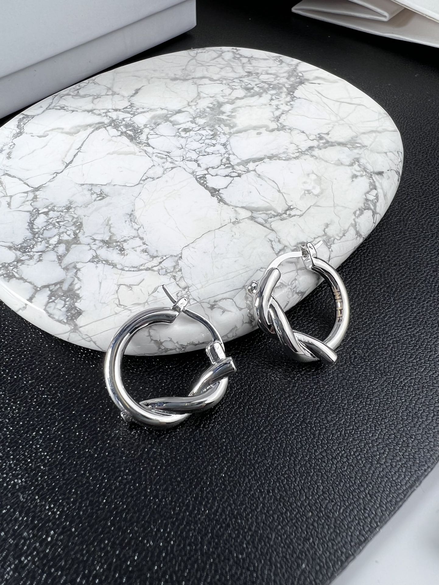 Celine YHED045 Twist Hoop earrings Gold-tone metal first variant Silver-tone metal second and third variants no gemstones 2cm diameter