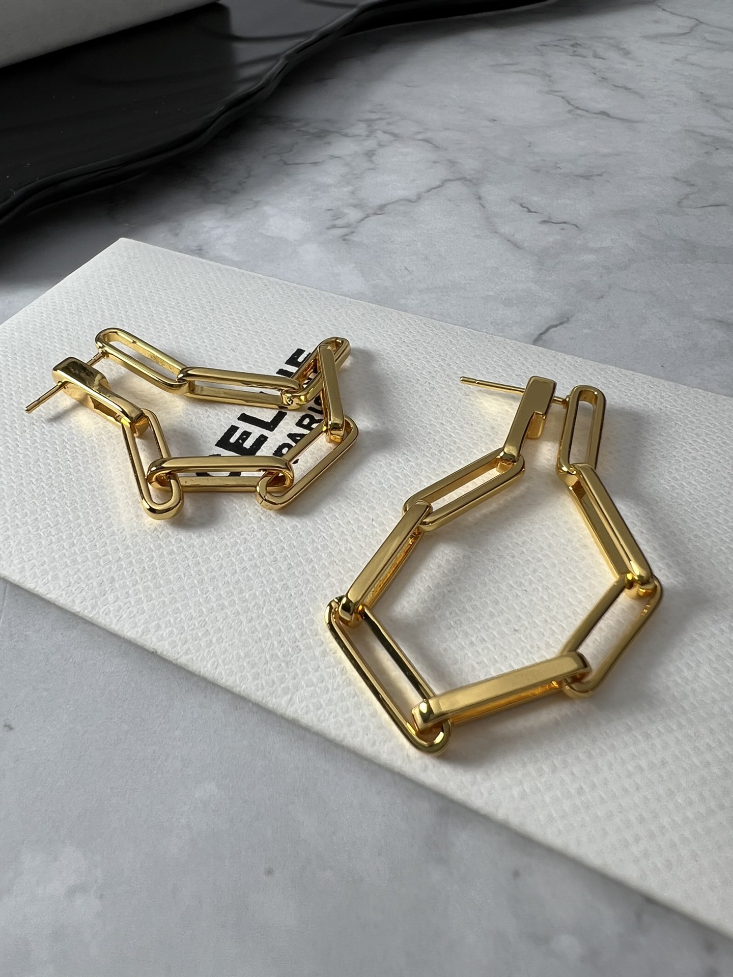 Celine Paperclip Chain Drop Earrings earrings gold-tone metal no accent stones 6cm drop length