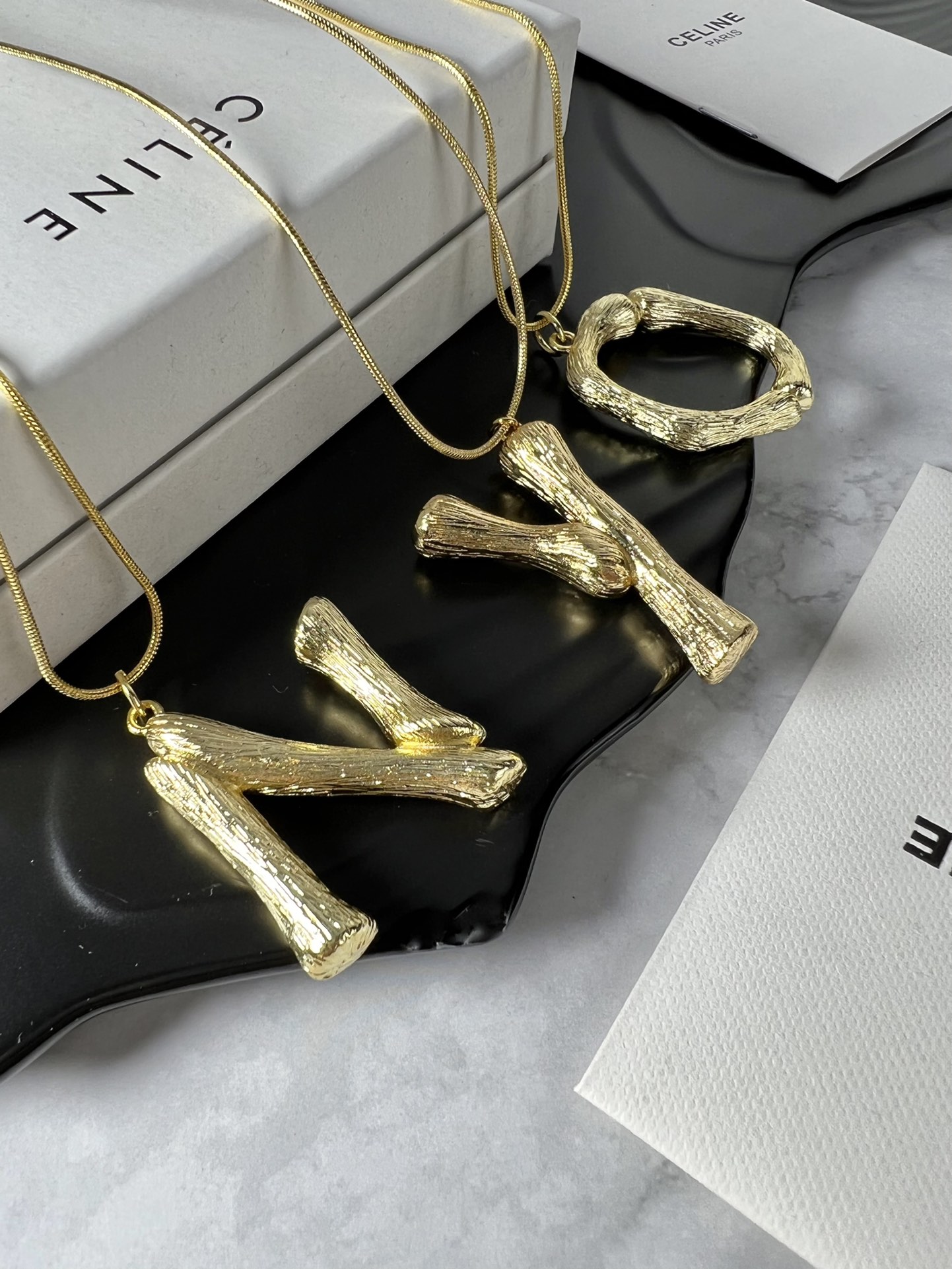 Celine Alphabet Initial Pendant Necklace necklace Gold-tone metal no accent stones 70cm