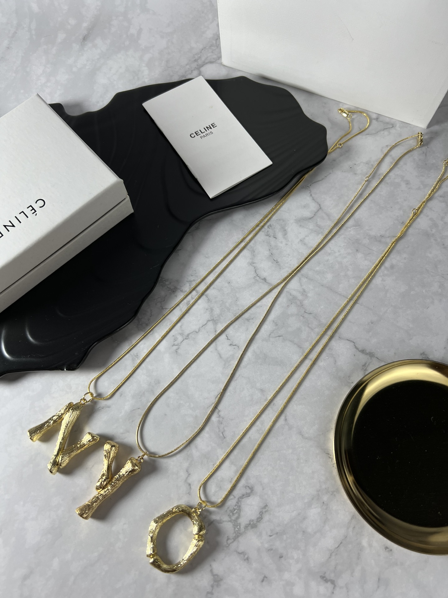 Celine Alphabet Initial Pendant Necklace necklace Gold-tone metal no accent stones 70cm