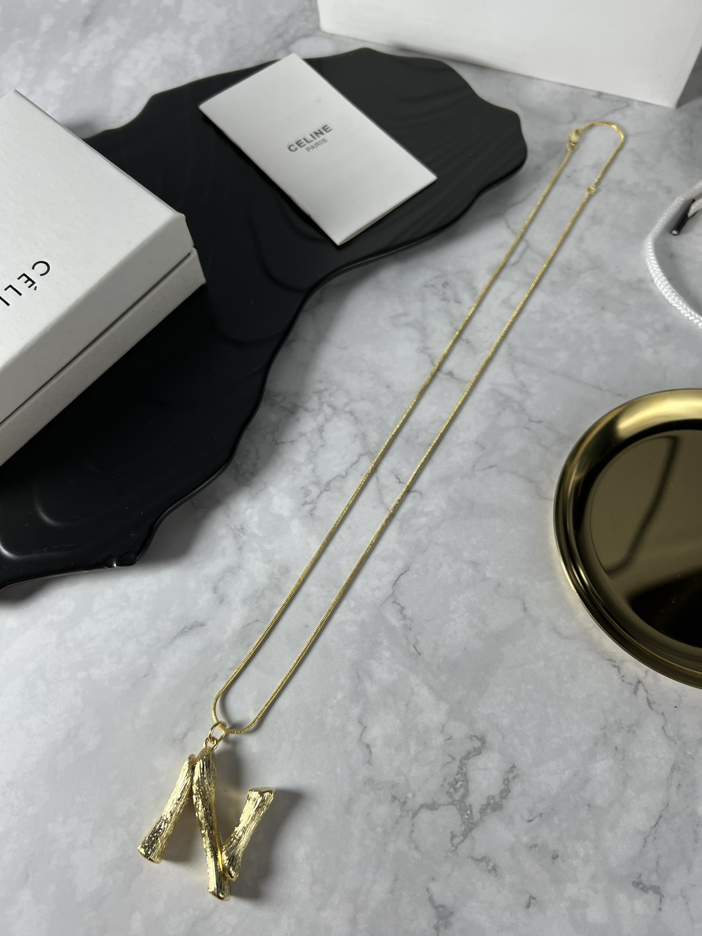 Celine Alphabet Initial Pendant Necklace necklace Gold-tone metal no accent stones 70cm