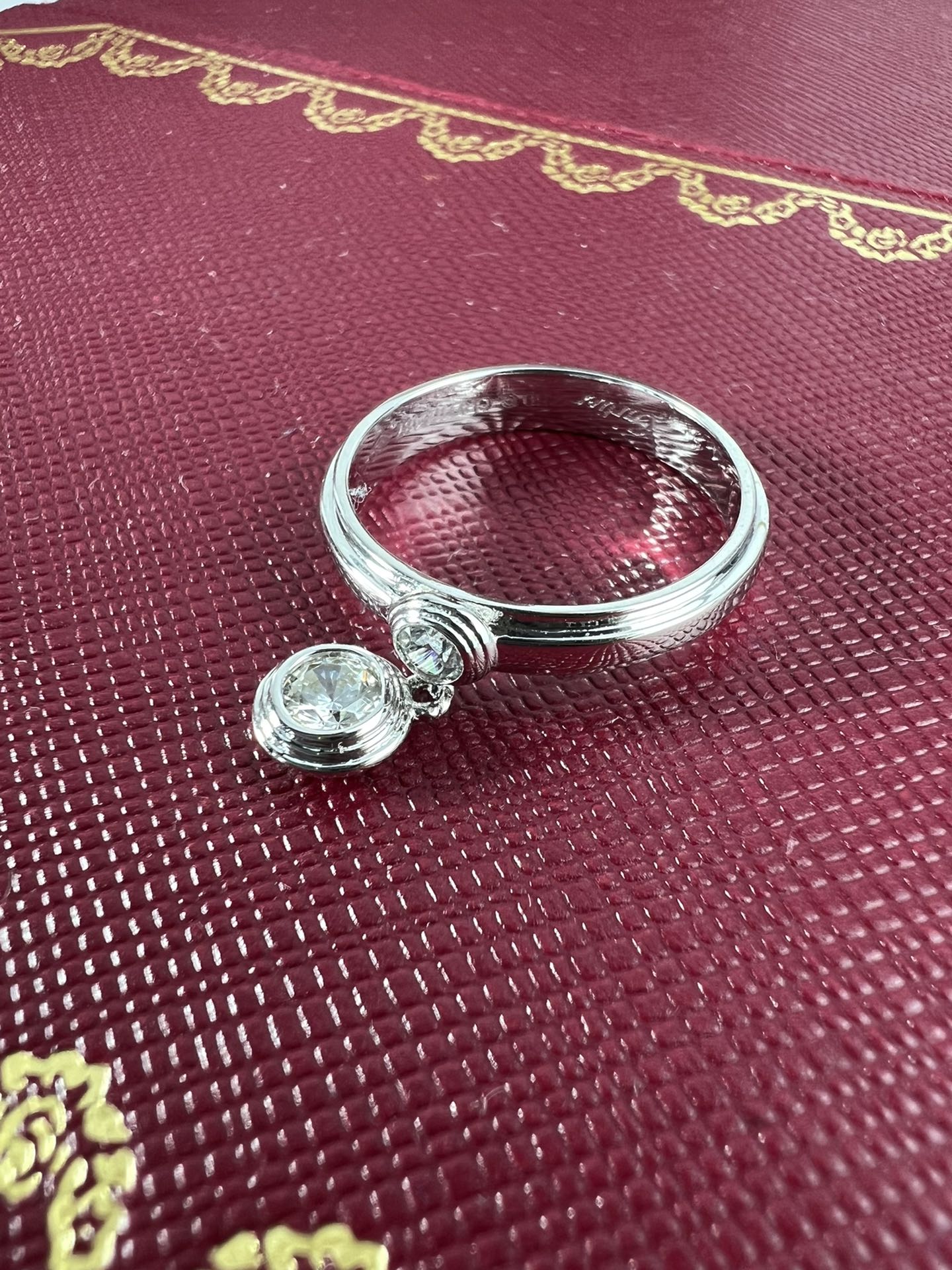 Cartier d Amour Charm Ring ring 18k white gold clear diamond EU 52