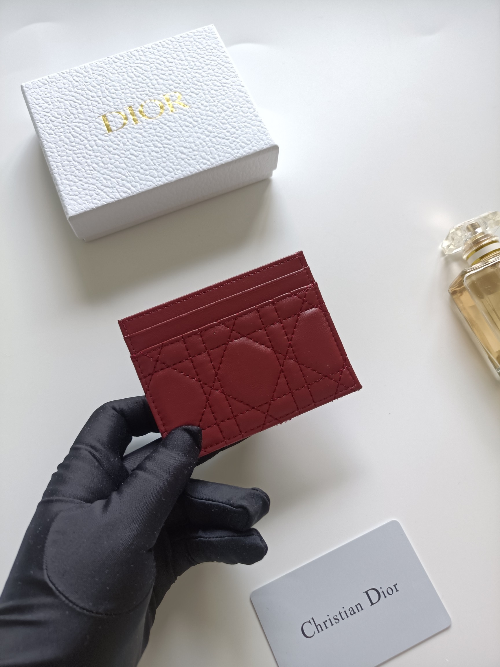 Dior Lady Dior brooch Burgundy lambskin leather with gold-tone metal hardware 10 5 8 0 5cm