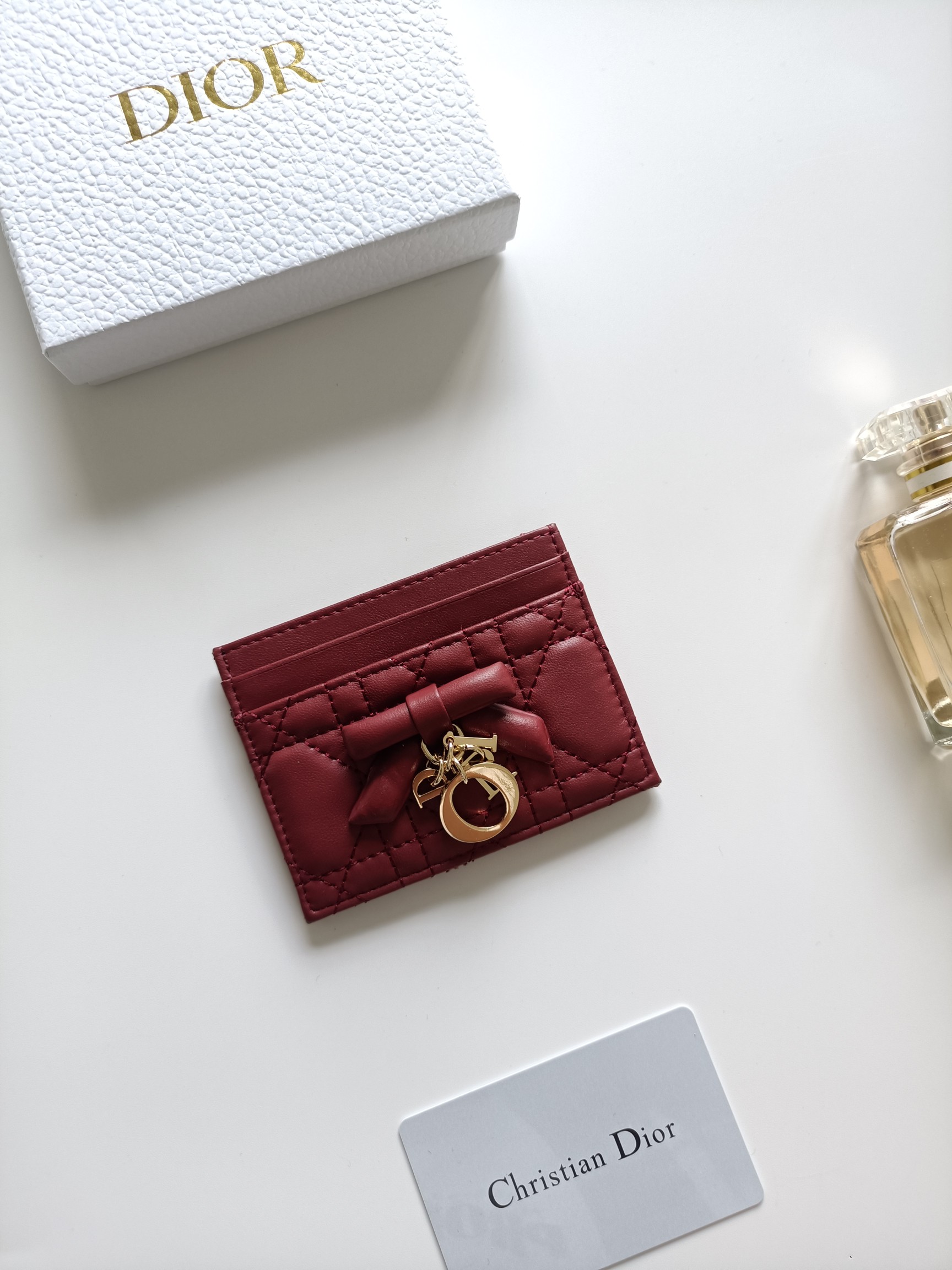 Dior Lady Dior brooch Burgundy lambskin leather with gold-tone metal hardware 10 5 8 0 5cm