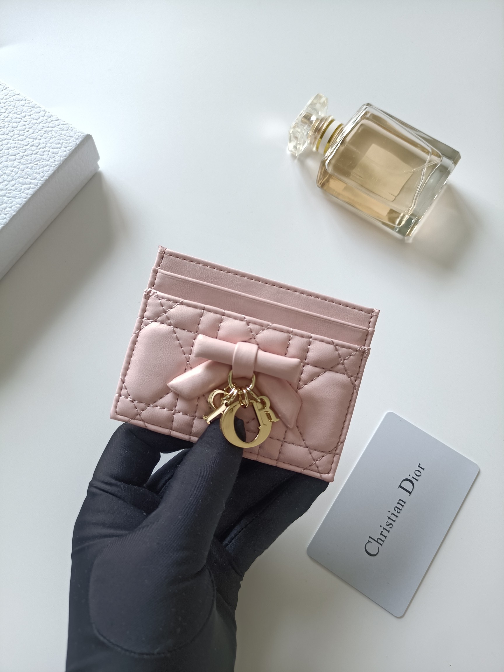 Dior Lady Dior brooch light pink lambskin with gold-tone metal hardware 10 5 8 0 5cm