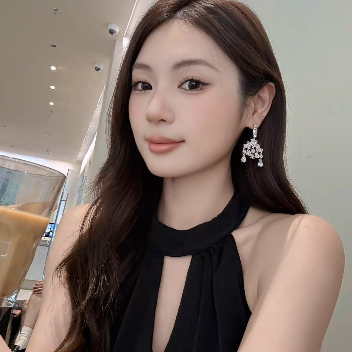Celine PRECLOUS Crystal Chandelier Drop Earrings earrings silver-toned metal with clear faceted crystal stones 3 5cm drop length
