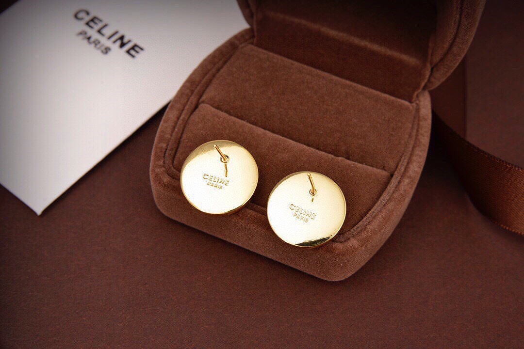 Celine Celine Paris Pearl Logo Stud Earrings earrings gold-tone metal with white pearl center 1 5cm diameter