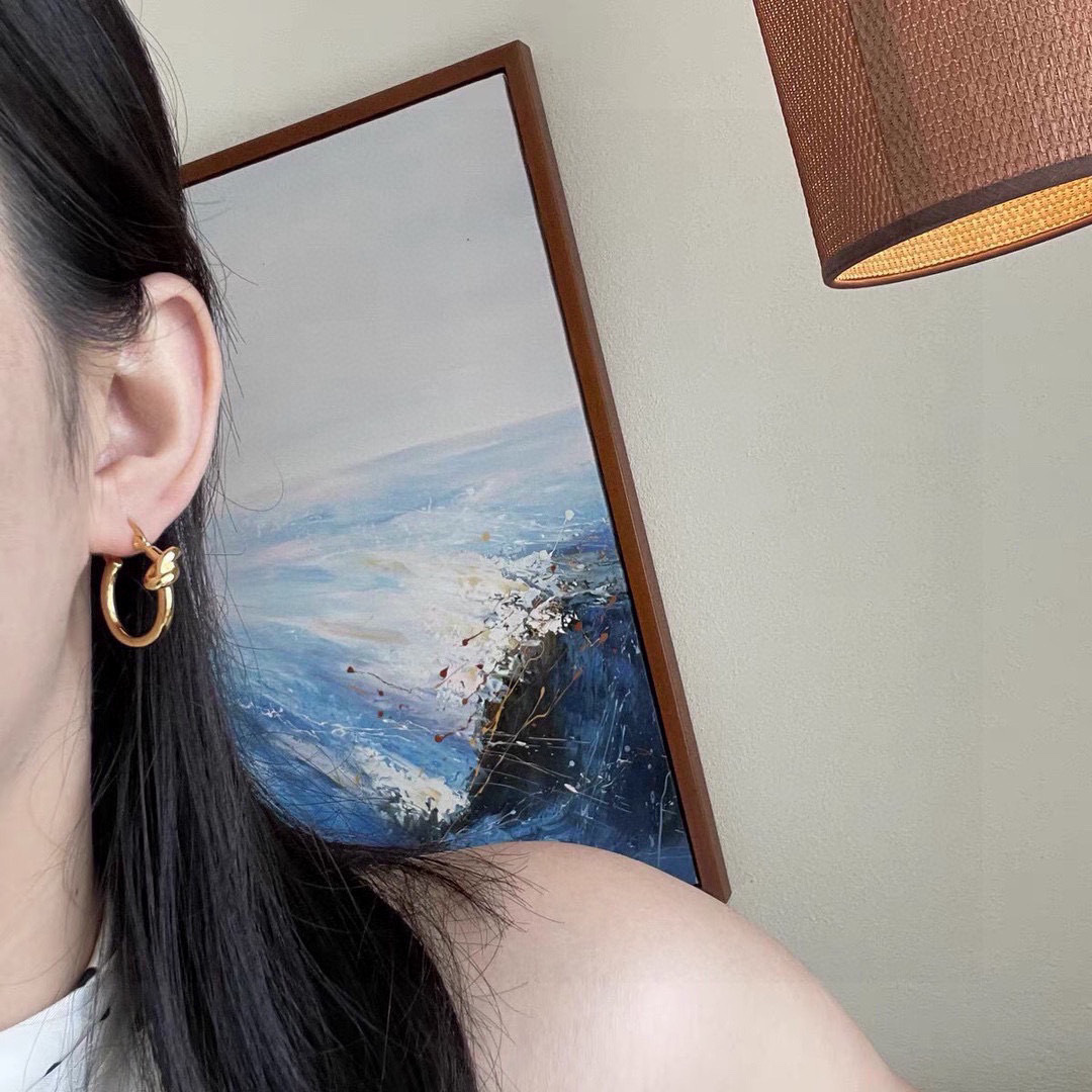 Celine Knot Small Hoop Earrings earrings gold tone metal no accent stones 1 5cm diameter