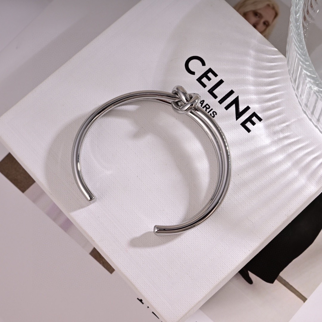 Celine KNOT DOUBLE bracelet Silver-toned brass rhodium finish One Size