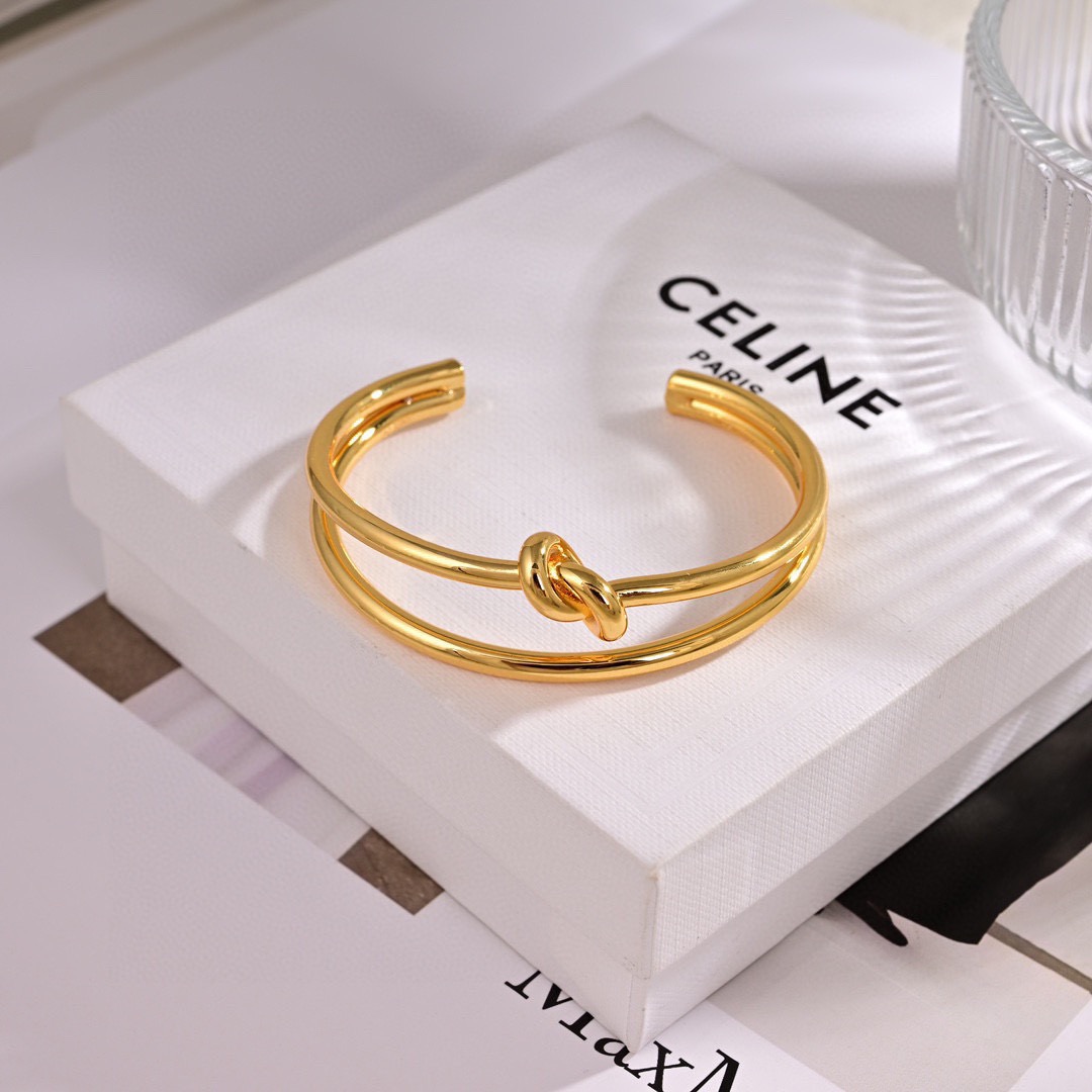 Celine KNOT DOUBLE bracelet Silver-toned brass rhodium finish One Size