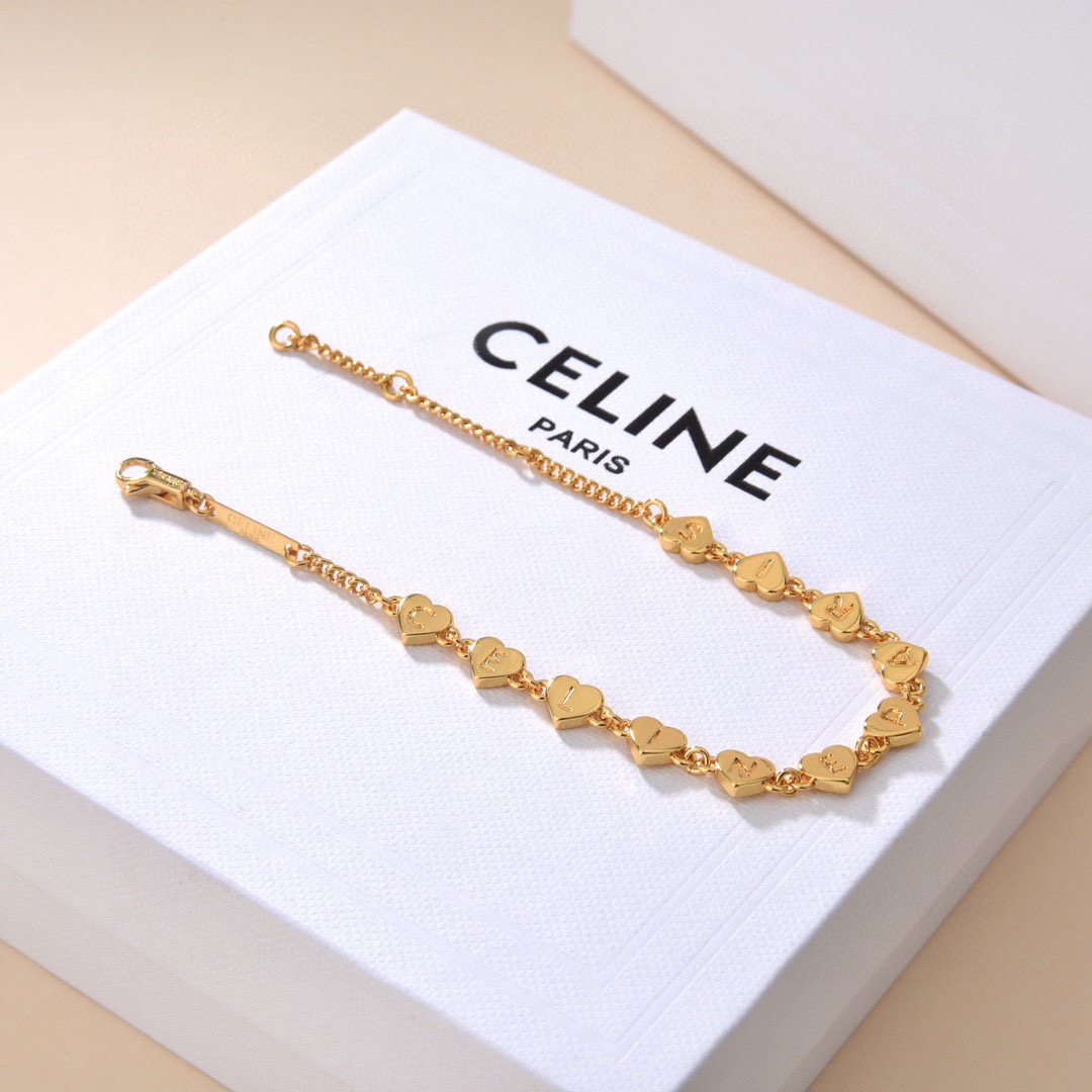 Celine C ur Heart Brass Bracelet bracelet gold brass no additional gemstones 17cm total length adjustable to 16cm and 15cm