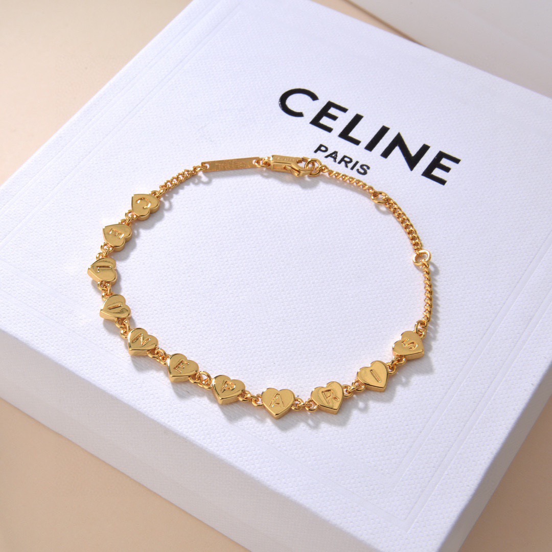 Celine C ur Heart Brass Bracelet bracelet gold brass no additional gemstones 17cm total length adjustable to 16cm and 15cm