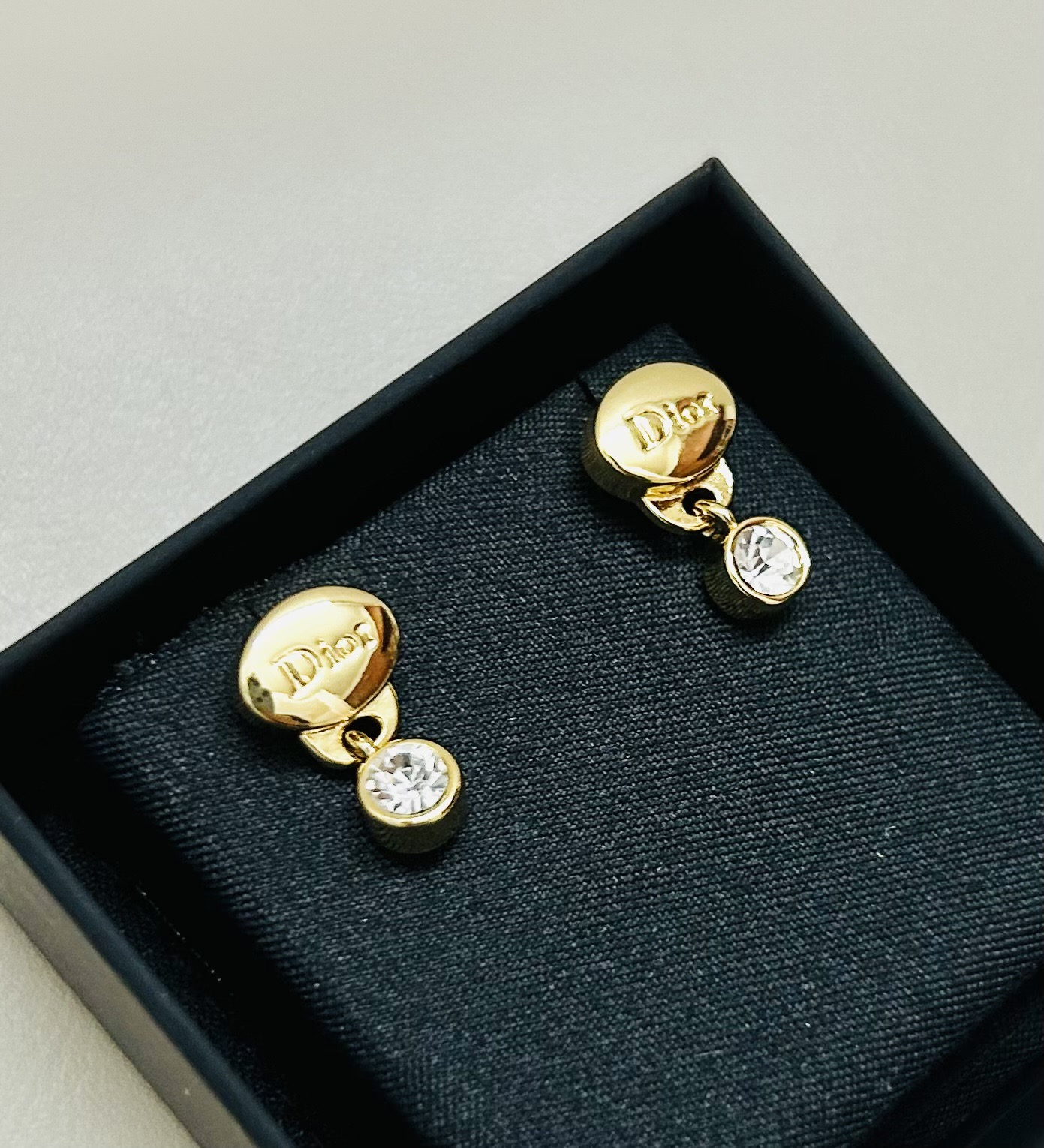 Dior Dior Core earrings Gold-tone metal with clear crystal accents One Size