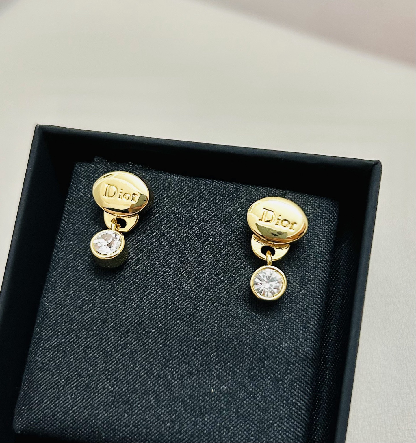 Dior Dior Core earrings Gold-tone metal with clear crystal accents One Size