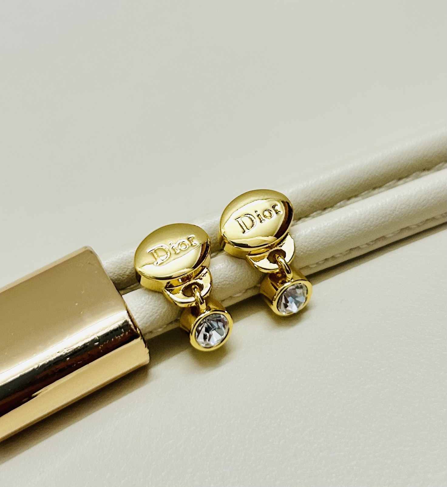 Dior Dior Core earrings Gold-tone metal with clear crystal accents One Size