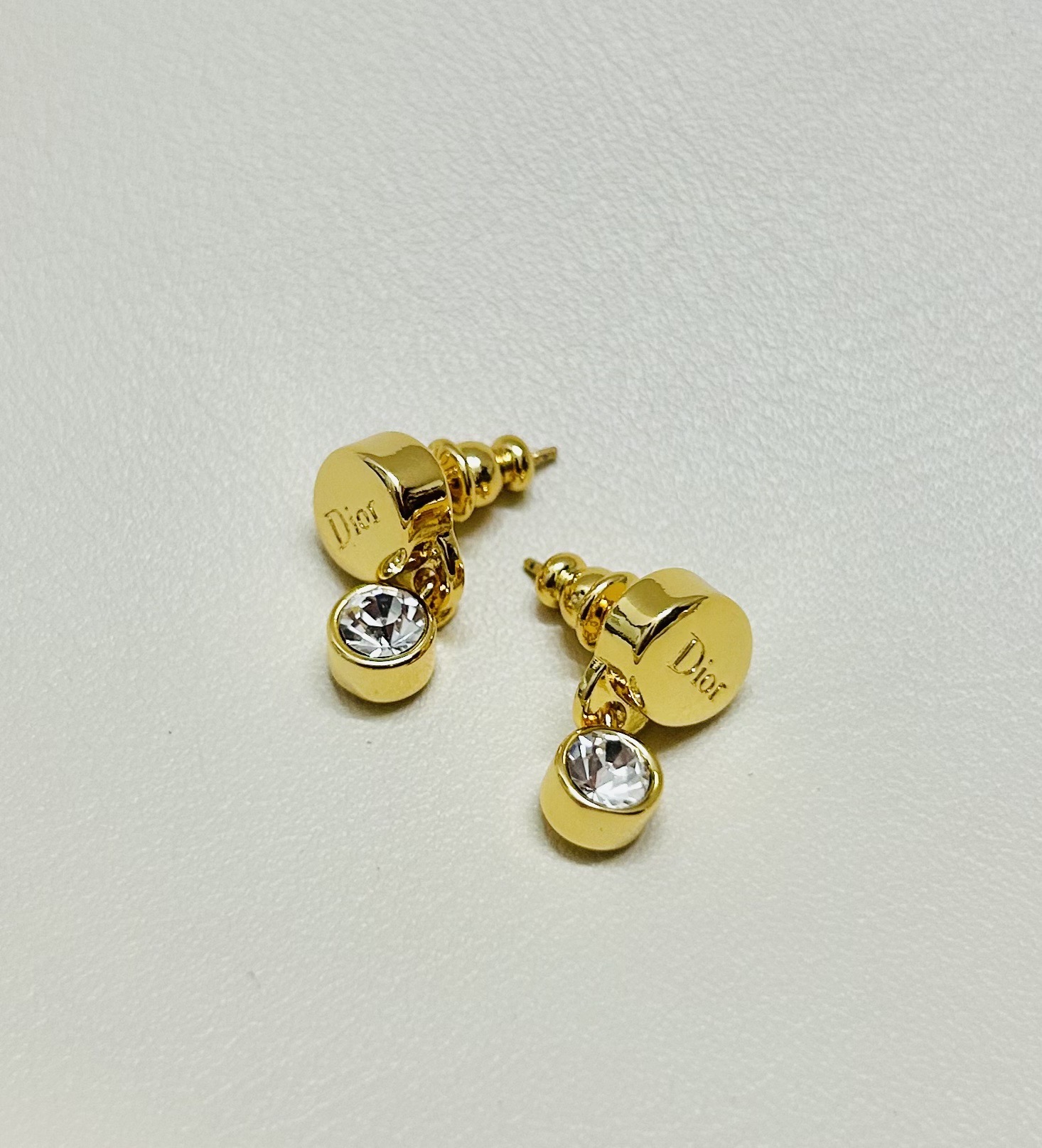 Dior Dior Core earrings Gold-tone metal with clear crystal accents One Size