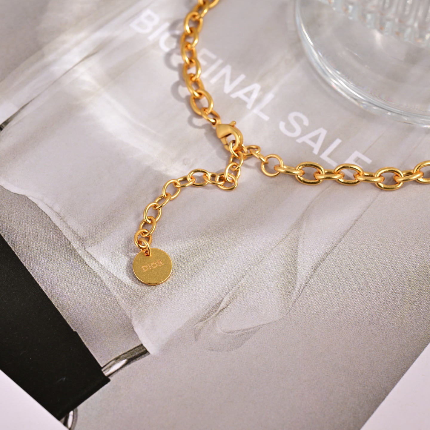 Miu Miu Logo Square Pendant bracelet gold-tone metal 16cm with 3cm extender