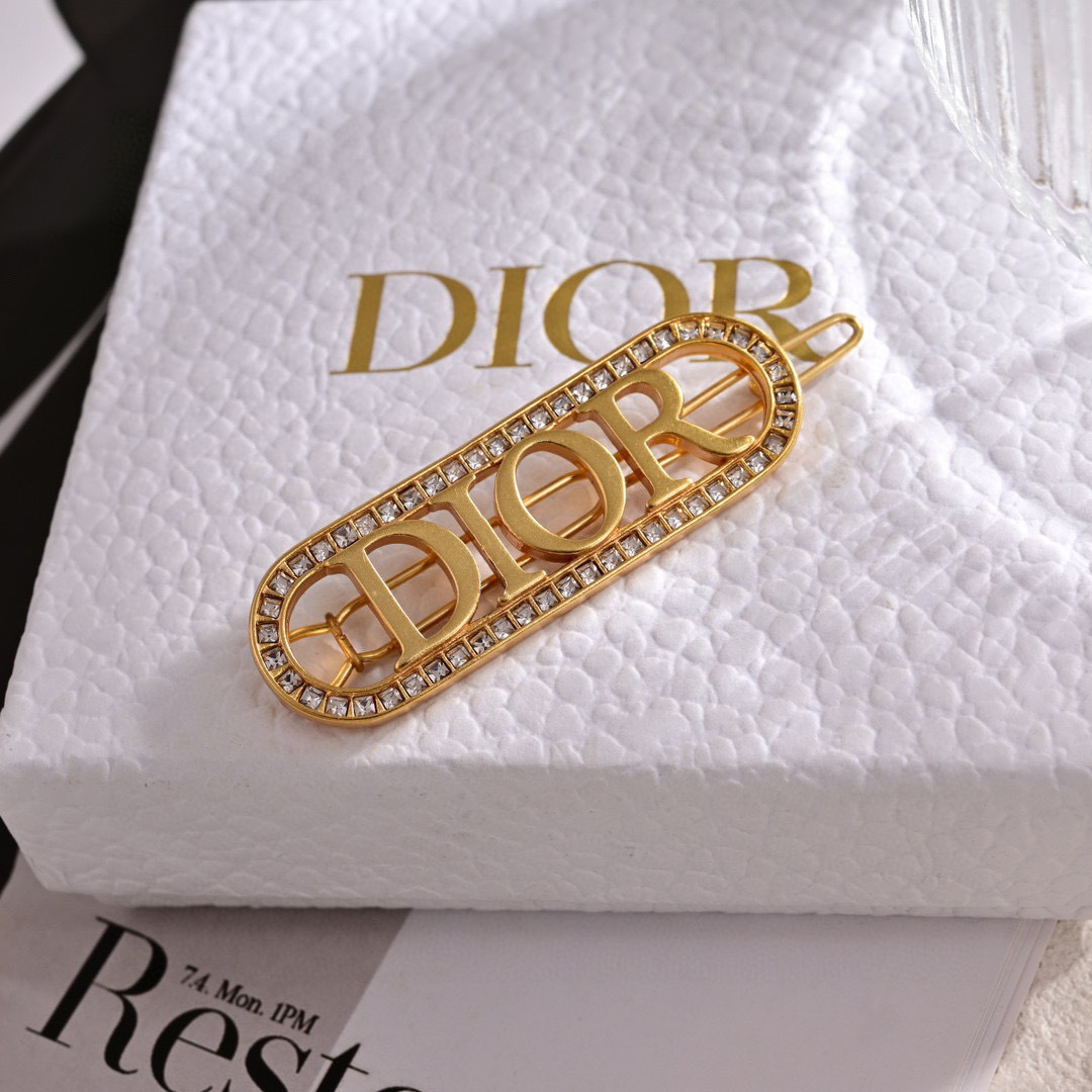 Dior Dio r evolution brooch gold metal with silver-tone crystal accents 5cm