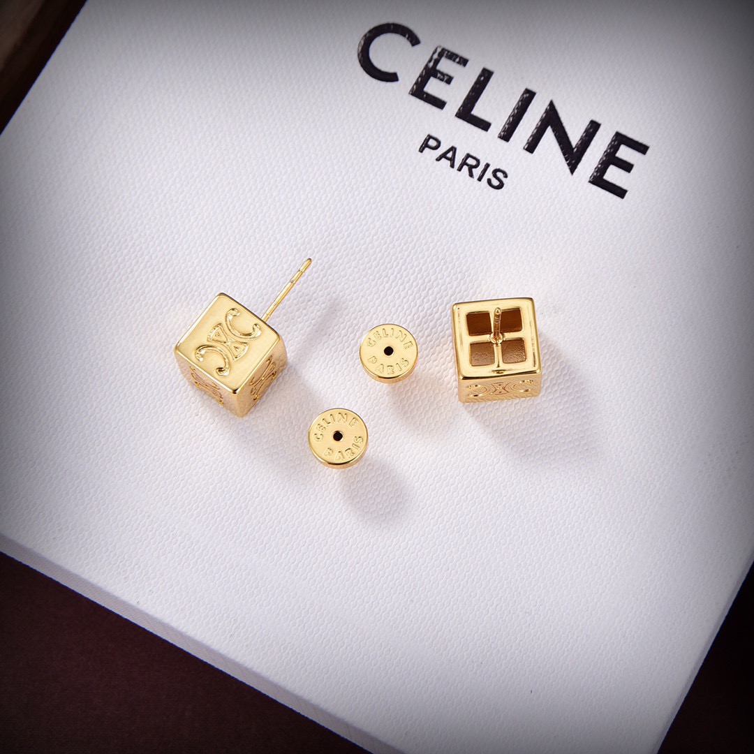 Celine Triomphe Cube Stud Earrings earrings Silver-tone metal silver variant Gold-tone metal gold variant no gemstones 8mm