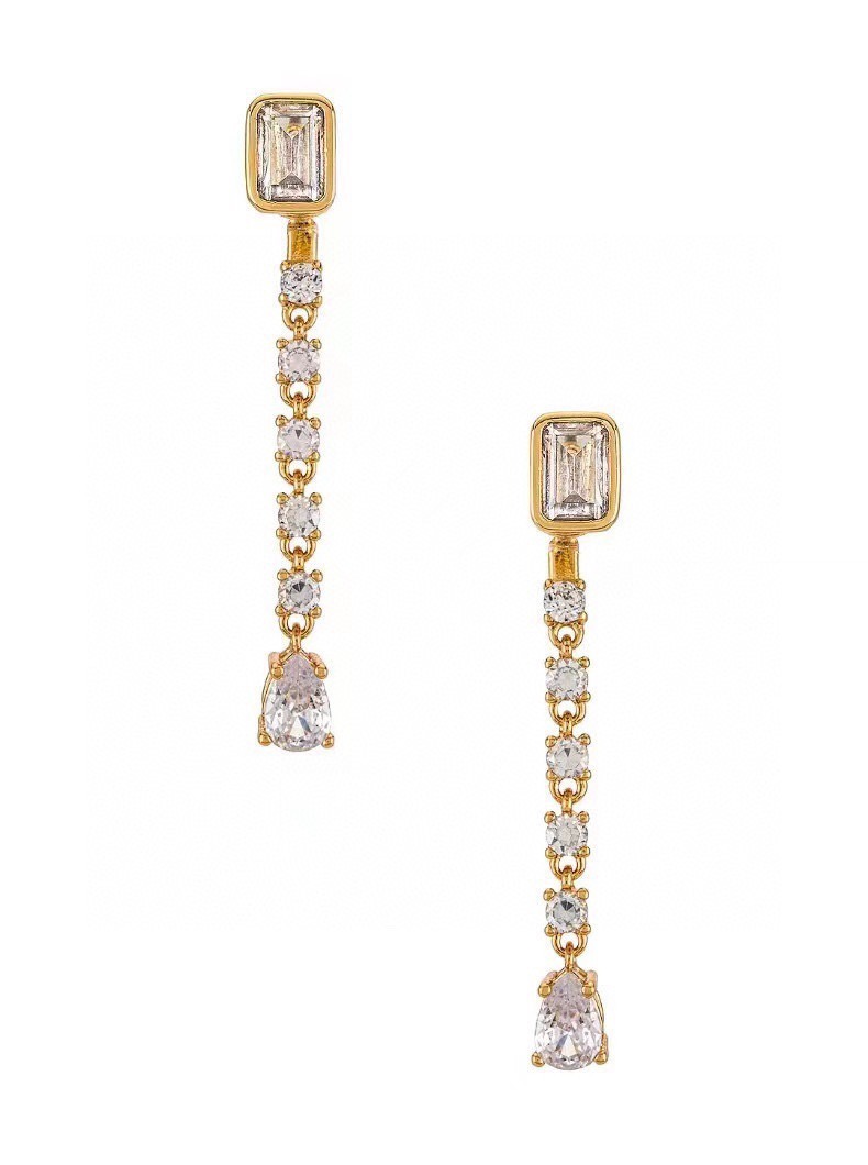 Celine Crystal Drop Earrings earrings gold-tone metal with clear faceted crystals 4 5cm drop length
