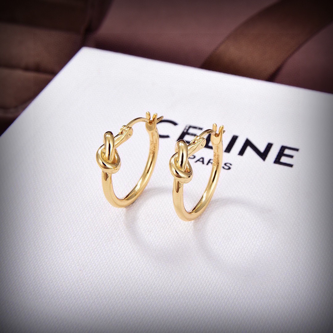 Celine Knot Small Hoop Earrings earrings gold-tone metal 2cm diameter