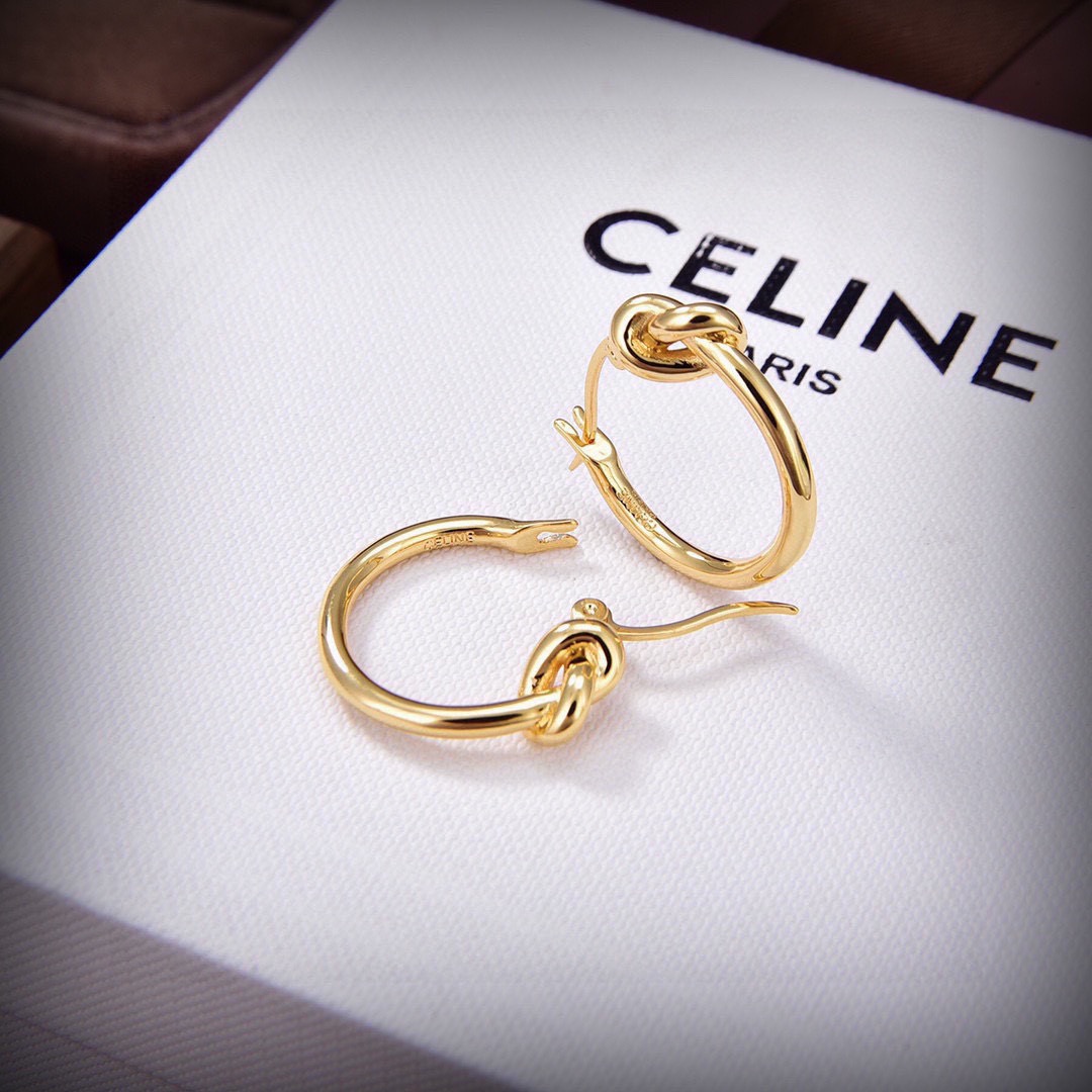 Celine Knot Small Hoop Earrings earrings gold-tone metal 2cm diameter